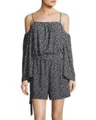 Cold-shoulder Dot-print Romper