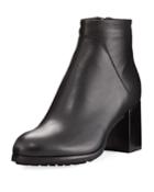 Everett Grained Leather Block-heel Boot