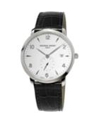 Men's 39mm Slimline Small Seconds Watch With Leather
