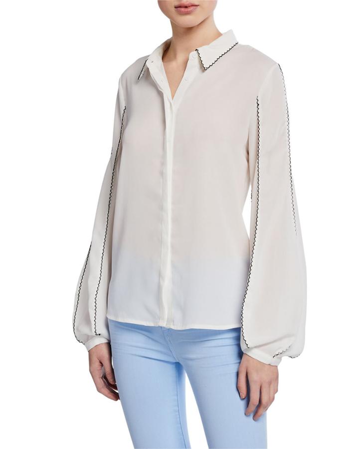 Contrast-stitch Point-collar Button-down