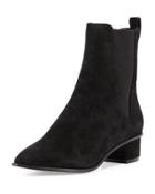 Mira Suede Pointed-toe Bootie, Black