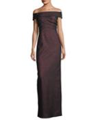 Off-the-shoulder Stretch Glitter-jacquard Gown