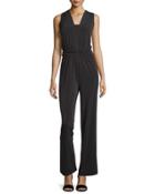 Sleeveless Ruched Jumpsuit, Black