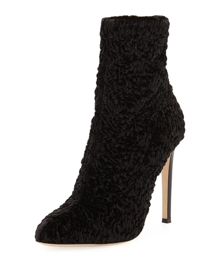 Textured Stretch Velvet Booties