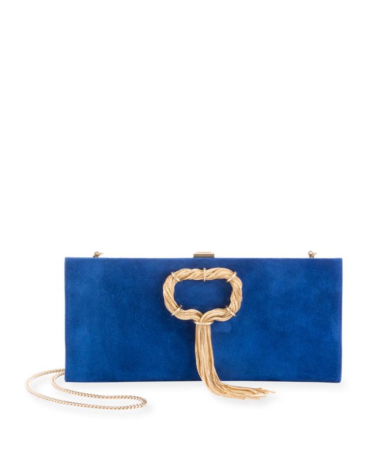 Club Chain Suede Clutch Bag