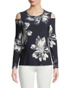 Cold-shoulder Floral Tee