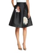 Devi Full Cocktail Skirt W/ Floral Appliques