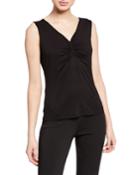 Ruched V-neck Sleeveless Knit Top