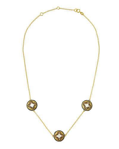 Clover-cutout Crystal Station Necklace