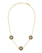 Clover-cutout Crystal Station Necklace
