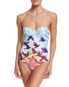 Prismatic Printed Bustier One-piece