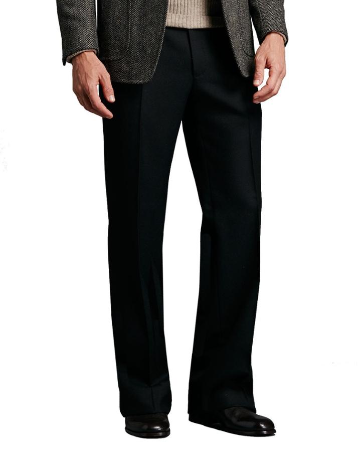 Wide-leg Flannel Pants, Charcoal