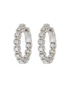 14k Diamond Illusion-set Hoop Earrings, White Gold