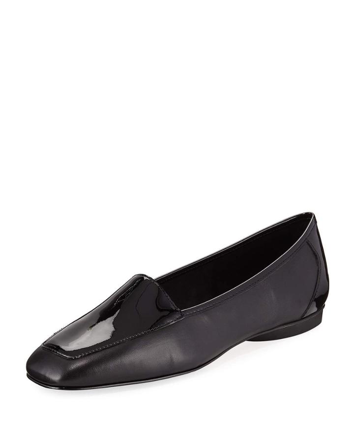 Deedee Slip-on Mixed Leather Flat, Black