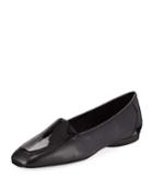 Deedee Slip-on Mixed Leather Flat, Black