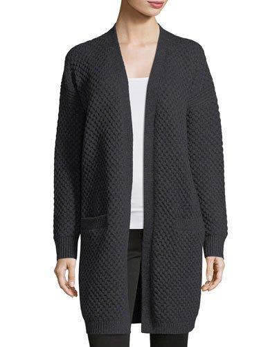 Honeycomb Stitch Cardigan, Dark Gray