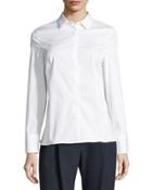 Stretch-poplin Button-front