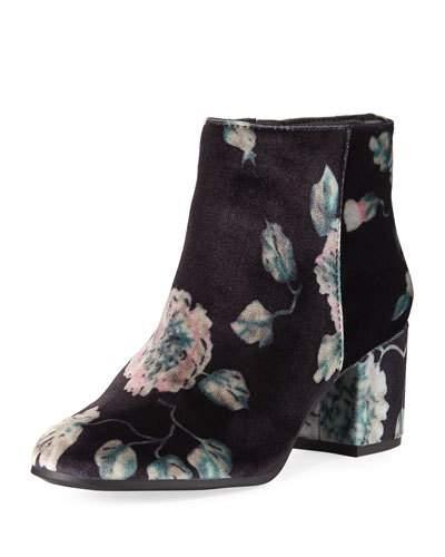 Vikki Floral Velvet Bootie