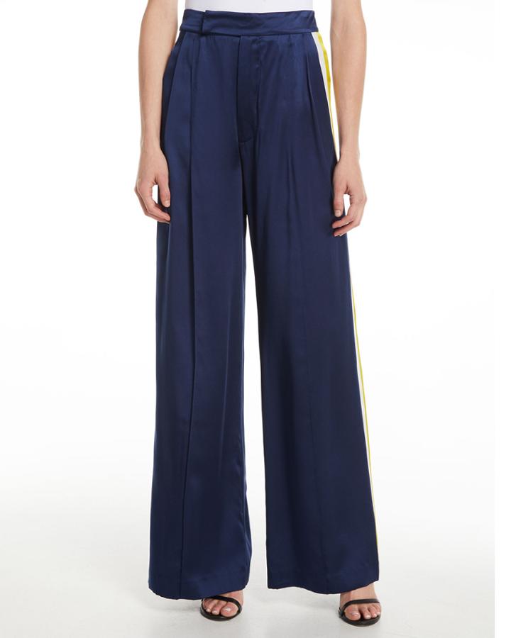 Nicoli Silk Side-stripe Pants