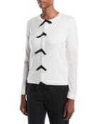 Snap-front W/ Bows Wool-cashmere Cardigan