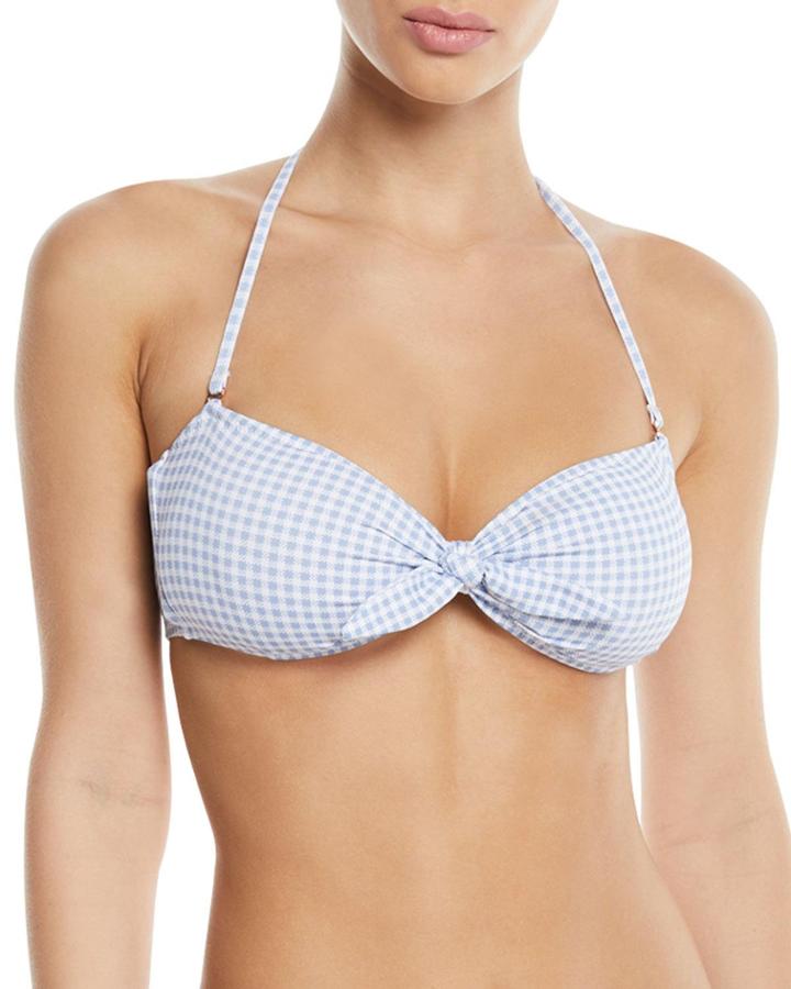 Betty Check Bandeau Bikini Top