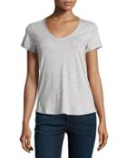 Rounded V-neck Jersey Tee, Heather Gray