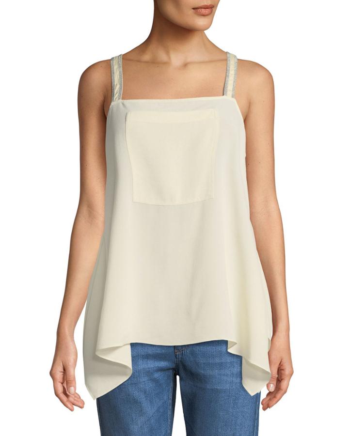 Square-neck Monili-strap Handkerchief Blouse