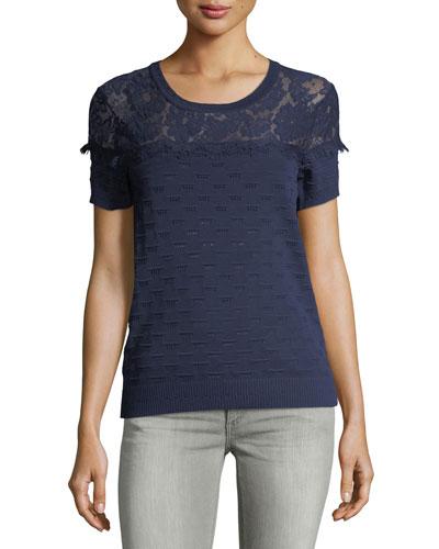 Lace-yoke Short-sleeve
