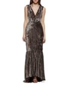 Sleeveless Velvet & Embellished Gown