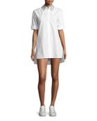 Camron Embellished-collar Tunic Shirtdress, White
