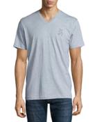 V-neck Tee With Embroidered Camo Logo,