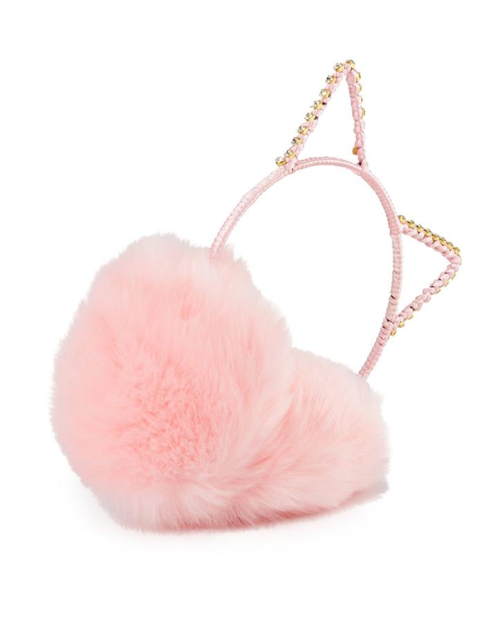 Cat Ear Crystal Earmuffs, Pink