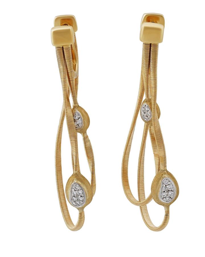 18k Woven Strand Diamond Drop Earrings
