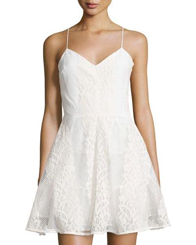 Lace Sleeveless Fit-&-flare Dress, White