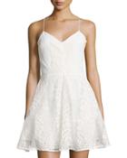 Lace Sleeveless Fit-&-flare Dress, White