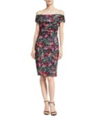 Floral Off-the-shoulder Knee-length Dress