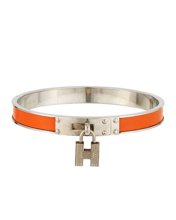 Estate Kelly Bangle W/ Leather, Orange