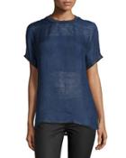 Short-sleeve Jewel-neck