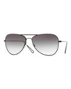 Matt Metal Aviator Sunglasses, Matte Black/gray Gradient