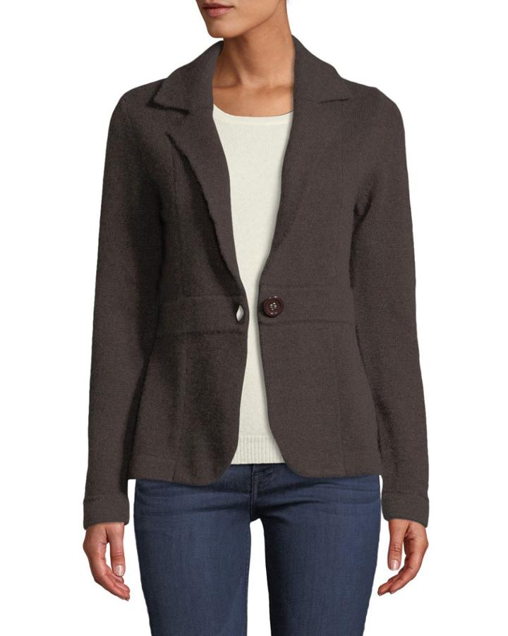 Cashmere One-button Blazer, Brown