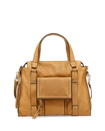 Kooba Rhodes Grained Leather Satchel Bag, Camel,
