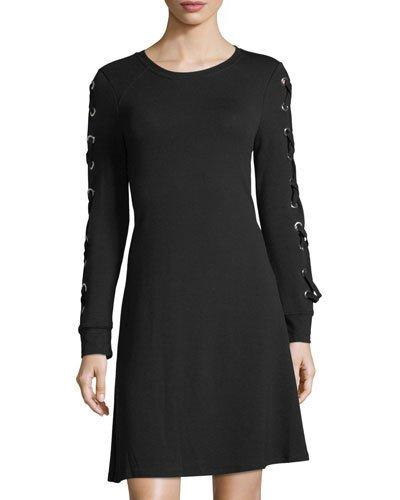 Grommet-sleeve Terry Dress