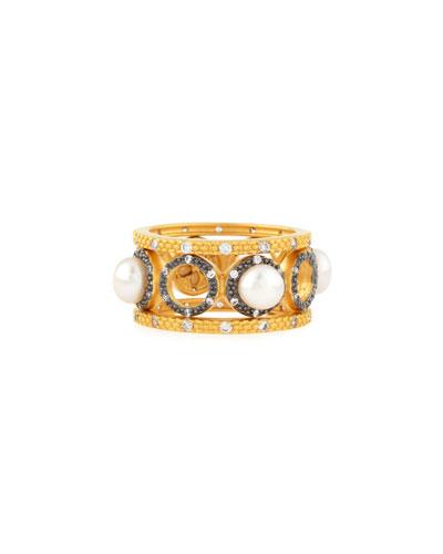 Pearly Crystal Stacked Triple-band Eternity Ring