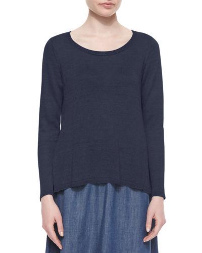 Long-sleeve Linen Delave Box Top