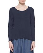 Long-sleeve Linen Delave Box Top