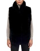 Reversible Chevron Rex Rabbit Fur Vest