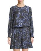 Floral Long-sleeve Drop-waist Dress
