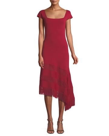 Sheryl Knit Dress W/ Asymmetric Fringe Ruffles
