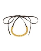 Link-front Leather Choker Necklace