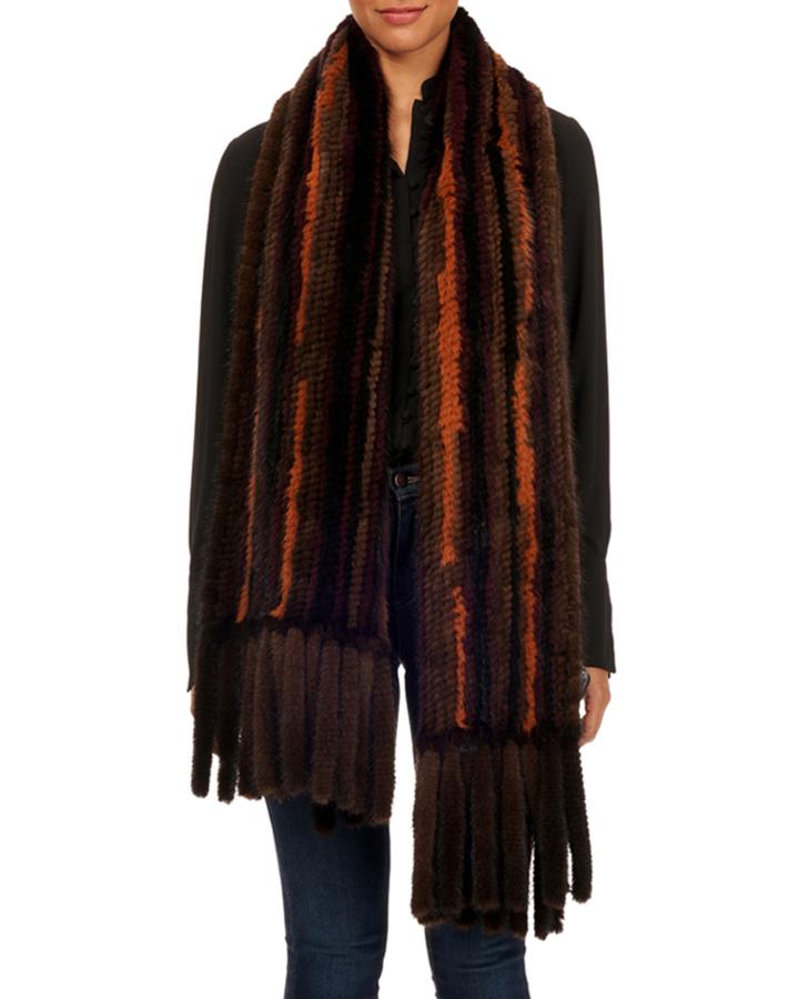 Fox Fur Chevron Boa With Detachable Tail
